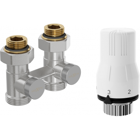 Mexen G02 thermostatisch tweepijpsset DN50, recht 1/2"x3/4", nikkel - W912-012-928-01