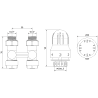 Mexen G04 thermostatic set for two-pipe systems DN50, straight 1/2"x16 mm, nickel - W912-016-948-01