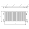 Radiateur Mexen CH10 Hygienique 600 x 2200 mm, raccordement latéral, 1374 W, blanc - W410H-060-220-00