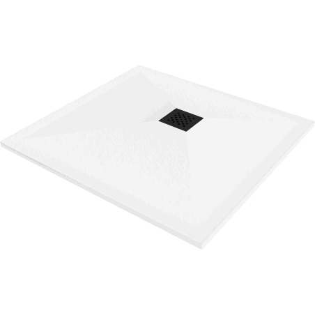 Mexen Stone+ quadratische Duschwanne, 100 x 100 cm, weiß, schwarze Abdeckung - 44101010-B