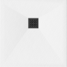 Mexen Stone+ kwadratische composiet douchebak 100 x 100 cm, wit, zwarte afdekking - 44101010-B
