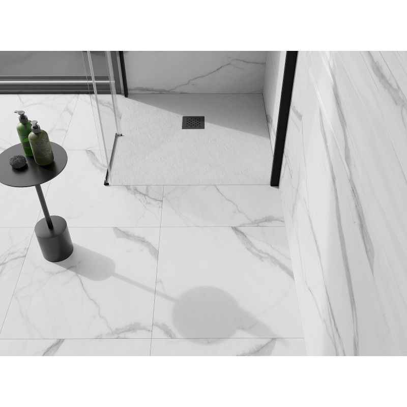 Mexen Stone+ τετράγωνη βάση ντους από σύνθετο υλικό 70 x 70 cm, λευκό, μαύρο