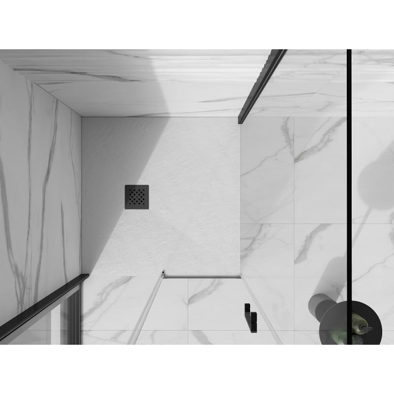 Mexen Stone+ composite square shower tray 80 x 80 cm, white, black cover - 44108080-B