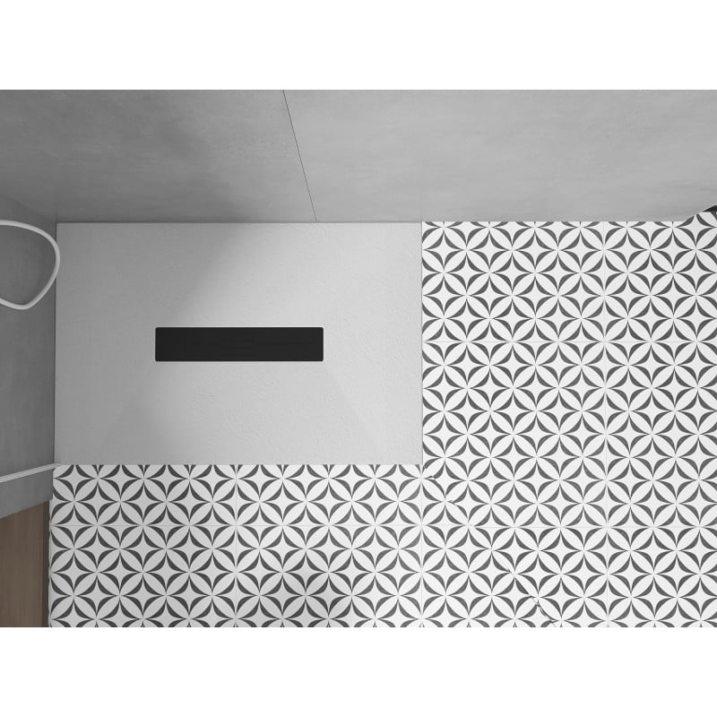 Mexen Toro brodzik prostokątny SMC 130 x 70 cm, biały, maskownica czarna - 43107013-B