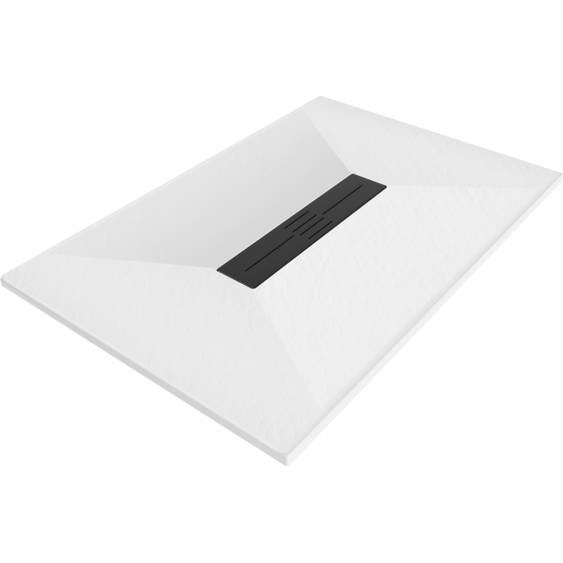 Mexen Toro brodzik prostokątny SMC 100 x 70 cm, biały, maskownica czarna - 43107010-B