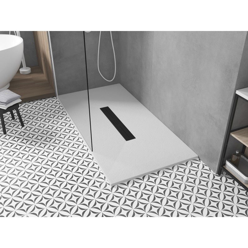 Mexen Toro plato de ducha rectangular SMC 170 x 80 cm, blanco, cubierta negra - 43108017-B