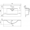 Mexen Atena inbouw wastafelblad 71 x 46 cm, wit - 25017000