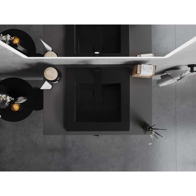 Mexen Atena lavabo encastré de 41 x 41 cm, noir mat - 25014170