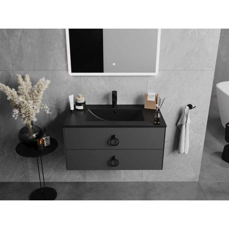 Mexen Atena lavabo encastrado en encimera 81 x 46 cm, negro mate - 25018070