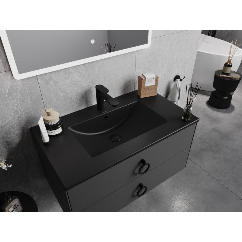 Mexen Atena lavabo encastré dans le comptoir 81 x 46 cm, noir mat - 25018070