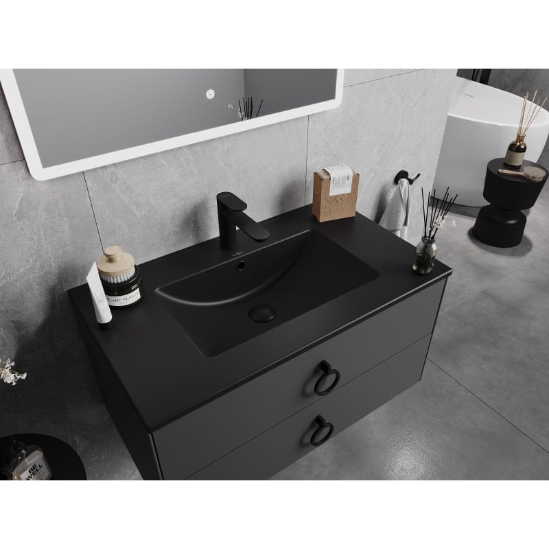 Mexen Atena washbasin recessed in countertop 81 x 46 cm, matte black - 25018070