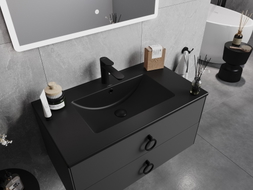 Mexen Atena washbasin recessed in countertop 81 x 46 cm, matte black - 25018070