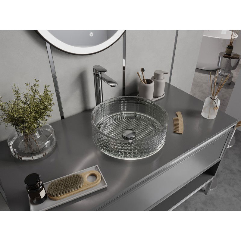 Mexen Lira Glas-Waschbecken zur Aufsatzmontage 37 x 37 cm, transparent - 24053700