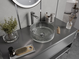 Mexen Lira lavabo in vetro da appoggio 37 x 37 cm, trasparente - 24053700