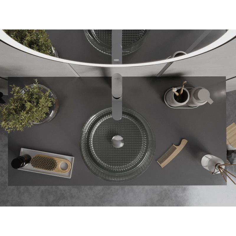 Mexen Lira lavabo in vetro da appoggio 37 x 37 cm, trasparente - 24053700