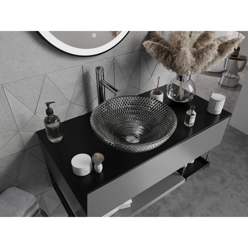 Mexen Olza glass countertop washbasin 42 x 42 cm, transparent - 24094200