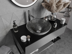 Mexen Olza lavabo de vidrio sobre encimera 42 x 42 cm, transparente - 24094200