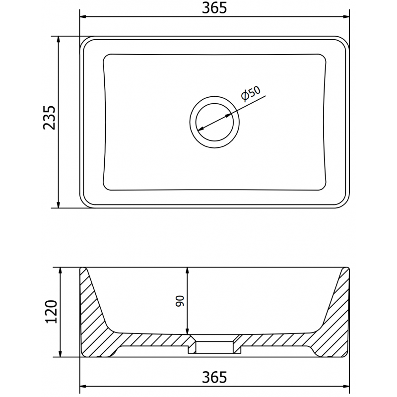 Mexen Nadia countertop washbasin 36 x 23 cm, white - 21613600