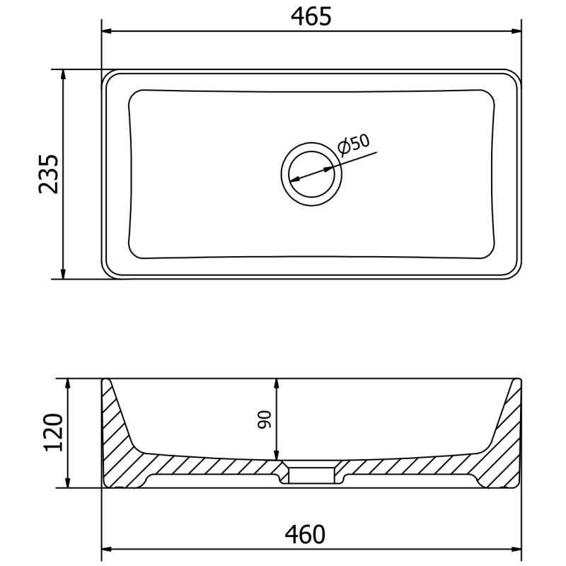 Mexen Nadia countertop sink 46 x 23 cm, matte black - 21614685