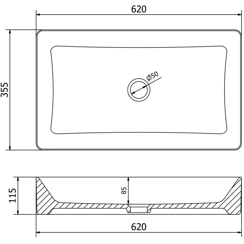 Mexen Nadia countertop washbasin 62 x 35 cm, light gray matte - 21616061