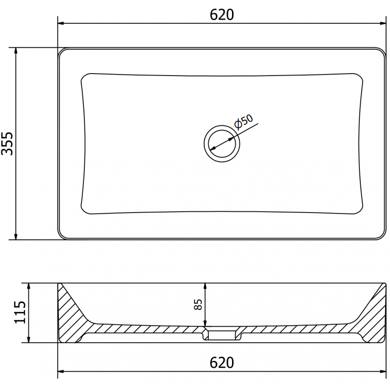 Mexen Nadia countertop washbasin 62 x 35 cm, light grey matte - 21616061