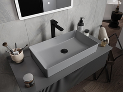 Mexen Nadia lavabo sobre encimera 62 x 35 cm, gris claro mate - 21616061