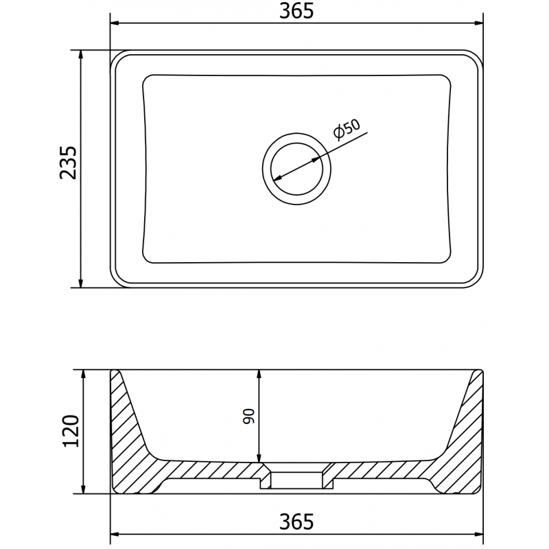 Mexen Nadia countertop basin 36 x 23 cm, white/black rim - 21613607