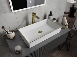 Mexen Nadia opbouw wastafel 62 x 35 cm, wit/gouden rand - 21616005