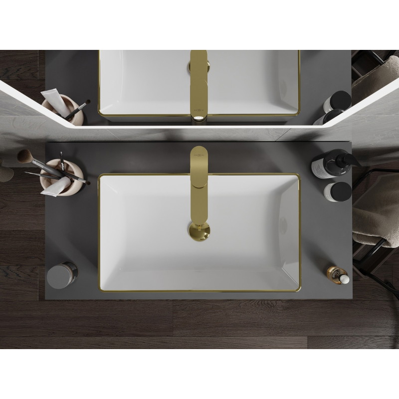 Mexen Nadia opzetwastafel 62 x 35 cm, wit/gouden rand - 21616005