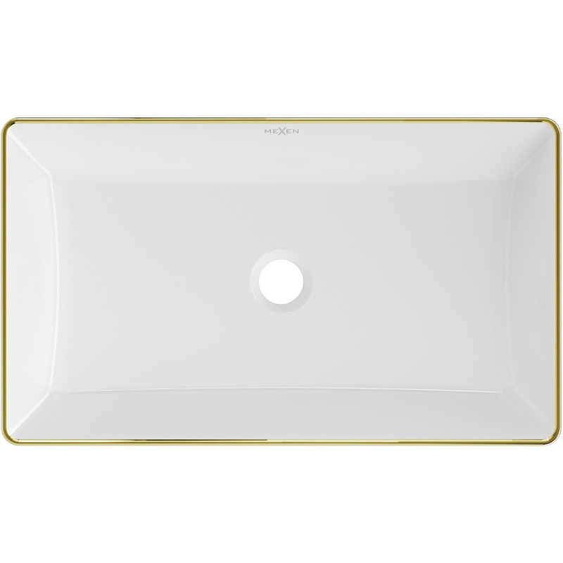 Mexen Nadia opzetwastafel 62 x 35 cm, wit/gouden rand - 21616005