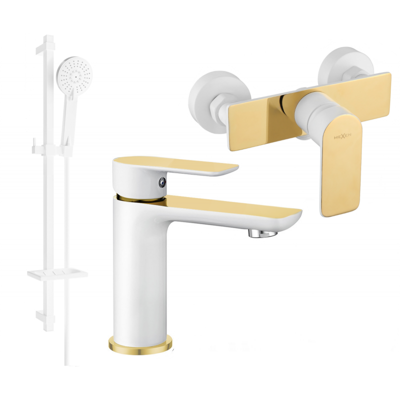 Mexen Alfa DQ40 set doccia, bianco/oro - 745704DQ40-25