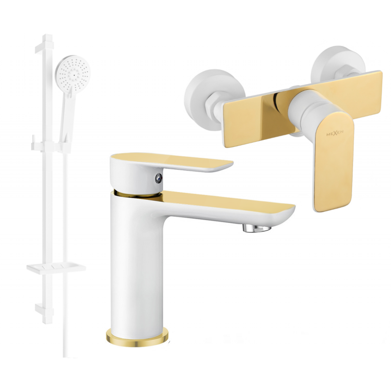 Mexen Alfa DQ40 shower set, white/gold - 745704DQ40-25