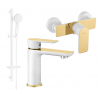 Mexen Alfa DQ40 conjunto de chuveiro, branco/dourado - 745704DQ40-25