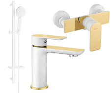 Mexen Alfa DQ40 conjunto de chuveiro, branco/dourado - 745704DQ40-25