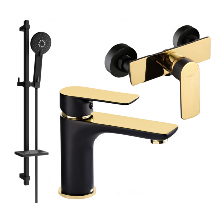Mexen Alfa DQ40 duschset, svart/guld - 745704DQ40-75