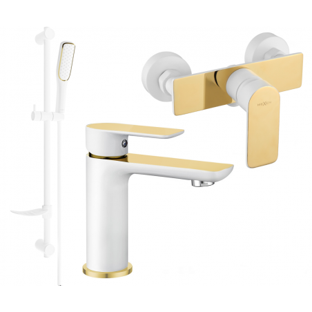 Mexen Alfa DF49 ensemble de douche, blanc/or - 745704DF49-25