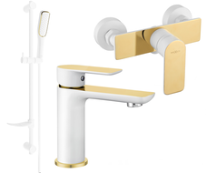 Mexen Alfa DF49 conjunto de duche, branco/ouro - 745704DF49-25