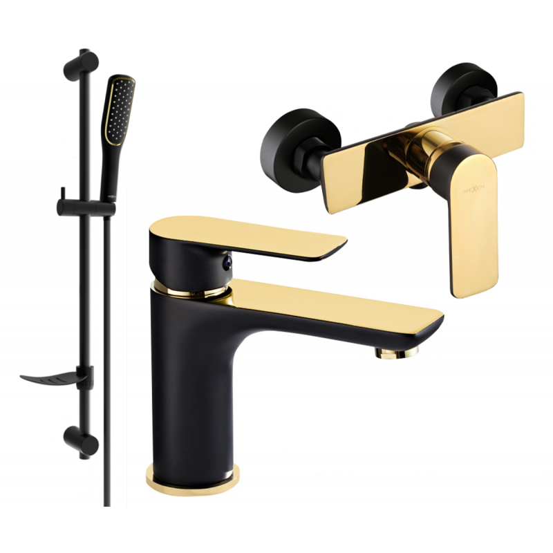 Mexen Alfa DF49 Shower Set, Black/Gold - 745704DF49-75