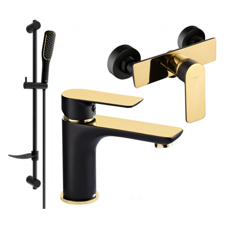 Mexen Alfa DF49 Duschset, schwarz/gold - 745704DF49-75