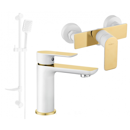 Mexen Alfa DF62 Duschset, Weiß/Gold - 745704DF62-25