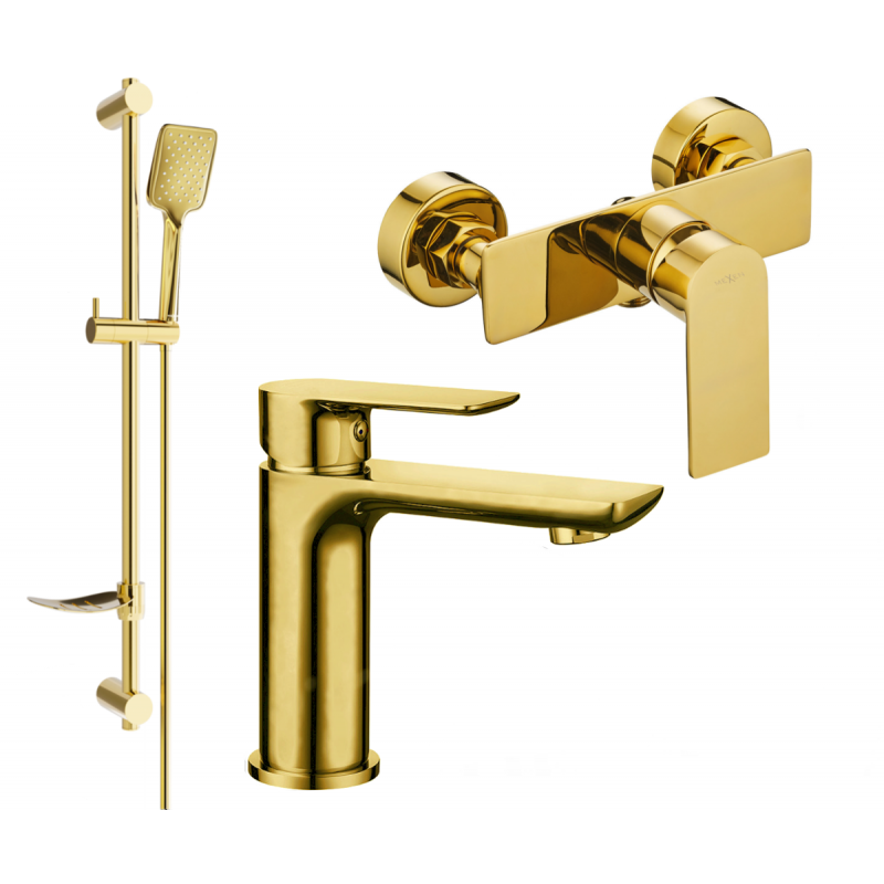 Mexen Alfa DF62 duschset, guld - 745704DF62-50