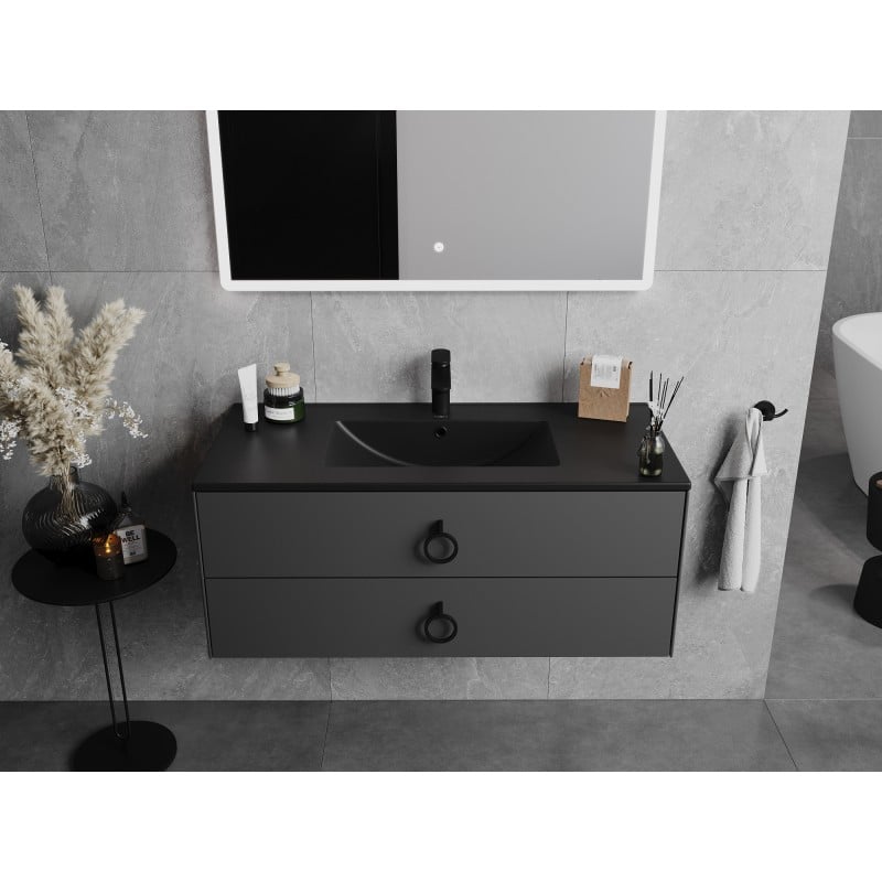 Mexen Atena lavabo empotrado en encimera 101 x 46 cm, negro mate - 25011070