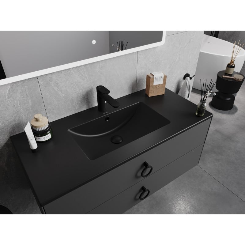 Mexen Atena lavandino incassato nel piano 101 x 46 cm, nero opaco - 25011070
