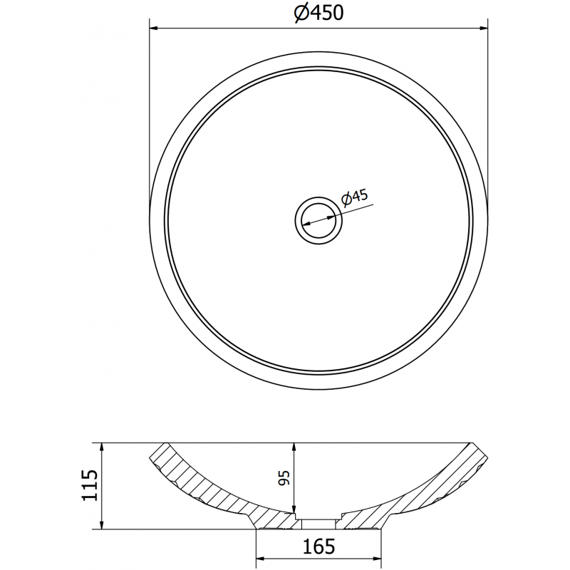 Mexen Heba glass countertop basin 45 x 45 cm, transparent - 24064500