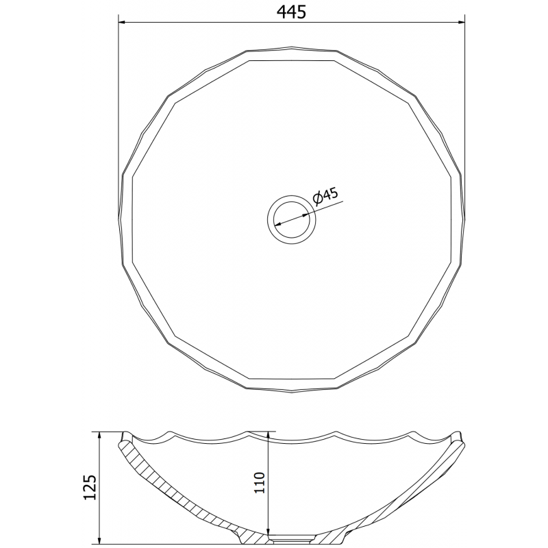 Mexen Inga lavabo de vidrio sobre encimera de 44 x 44 cm, negro - 24074470