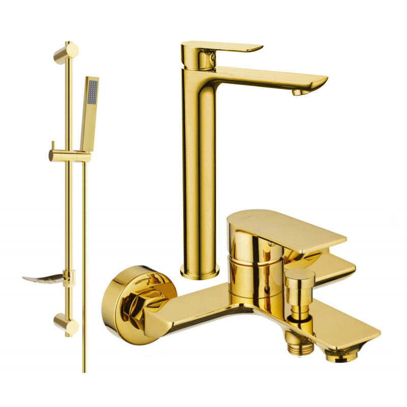 Mexen Alfa DF02 bath set, gold - 745713DF02-50