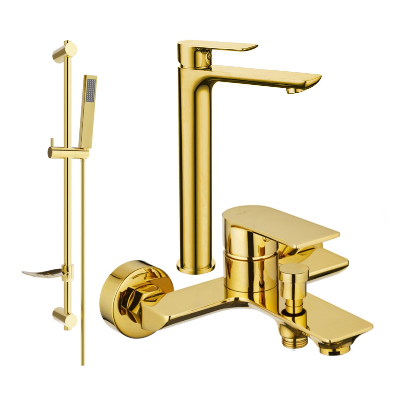 Mexen Alfa DF02 bathtub set, gold - 745713DF02-50
