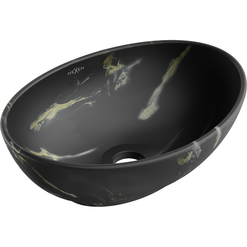 Mexen Elza lavabo da appoggio 40 x 33 cm, pietra nera - 21014084