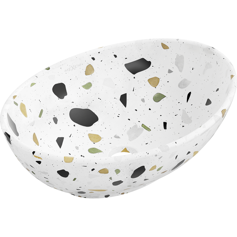 Mexen Elza bänkskiva handfat 40 x 33 cm, vit terrazzo sten - 21014083