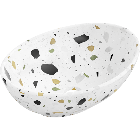Mexen Elza Aufsatzwaschbecken 40 x 33 cm, weißer Terrazzo-Stein - 21014083